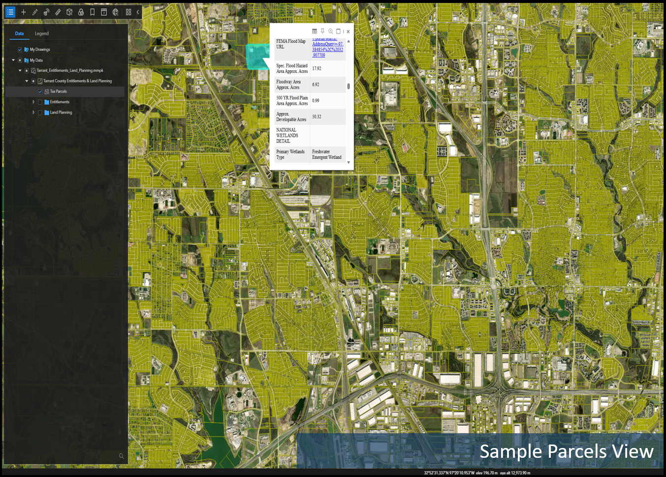 Tarrant County Zoning & Land Planning Dataset with Tax Parcel & Environmental Data
