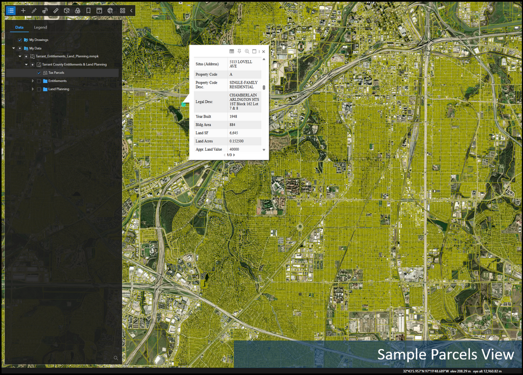Tarrant County Zoning & Land Planning Dataset with Tax Parcel & Environmental Data