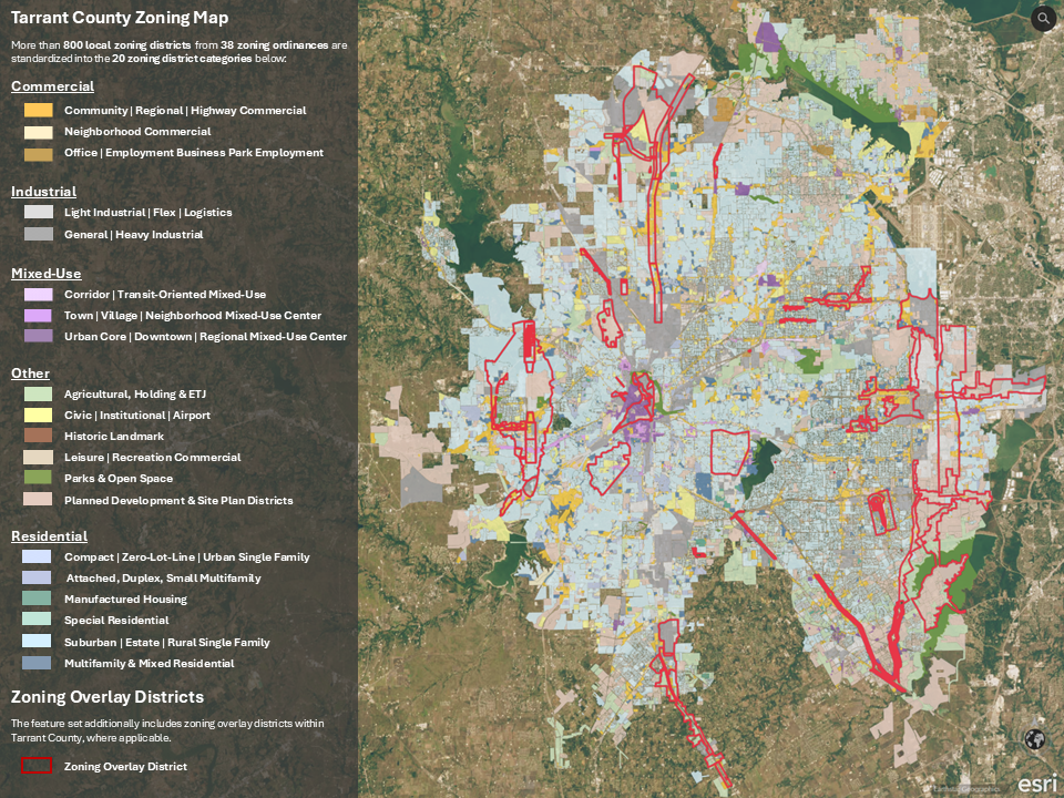 Tarrant County Zoning & Land Planning Dataset with Tax Parcel & Environmental Data